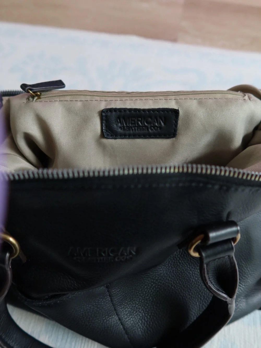 American Leather Co Black Pebbled Leather Satchel Crossbody Bag
